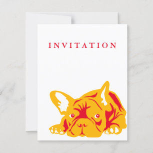 Franse Bulldog rood Uitnodiging