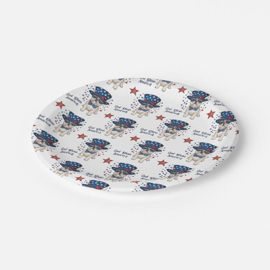 Franse Bulldog rood wit blauw grillig patriottisch Papieren Bordje (Gekanteld)