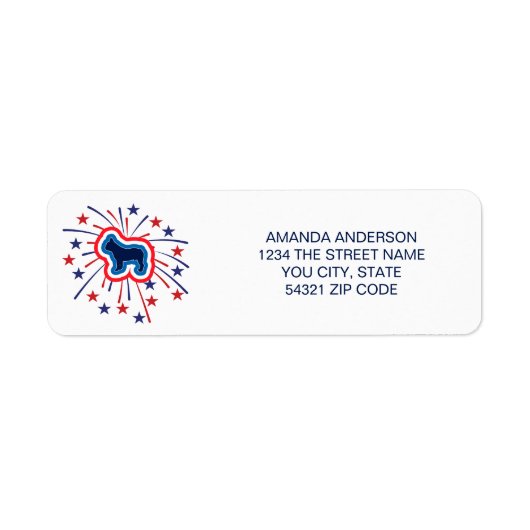 Franse Bulldog Rood Wit Blauw Retouradres Etiket (Voorkant)