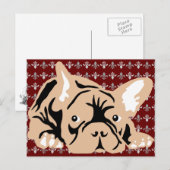 Franse Bulldog roos Briefkaart (Voorkant / Achterkant)