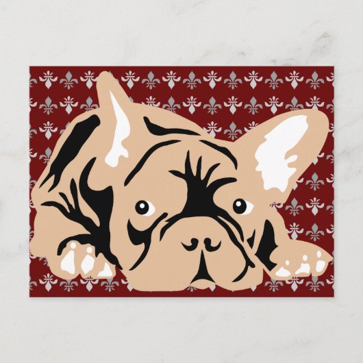 Franse Bulldog roos Briefkaart (Voorkant)