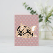 Franse Bulldog roos Briefkaart (Staand voorkant)