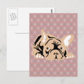 Franse Bulldog roos Briefkaart (Voorkant / Achterkant)