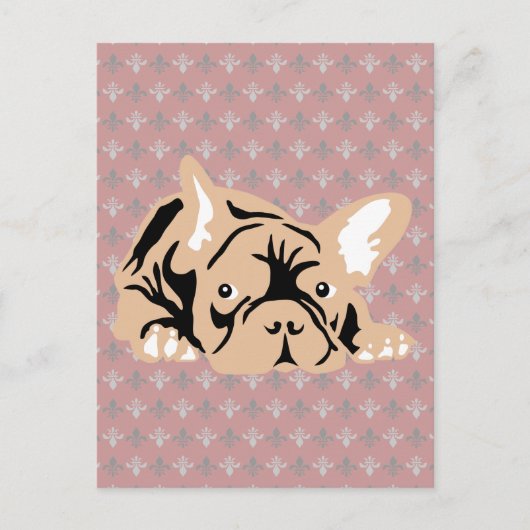Franse Bulldog roos Briefkaart (Voorkant)