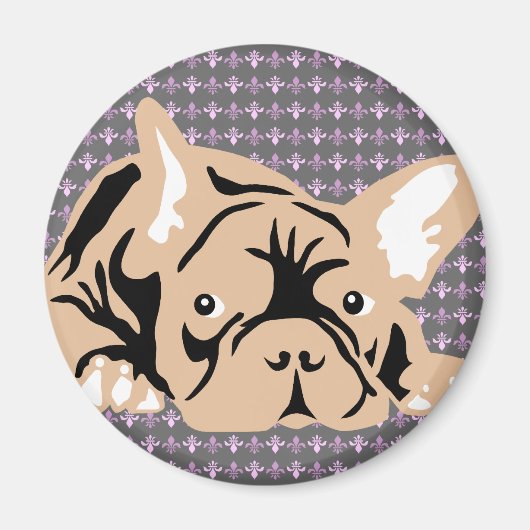 Franse Bulldog roos Magneet (Voorkant)