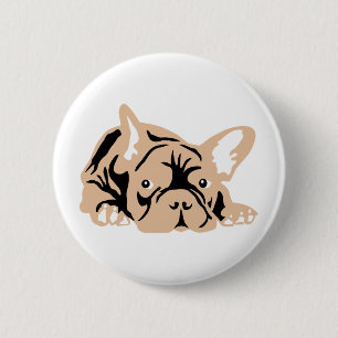 Franse Bulldog roos Ronde Button 5,7 Cm