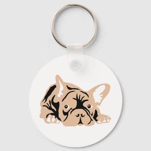 Franse Bulldog roos Sleutelhanger (Voorkant)