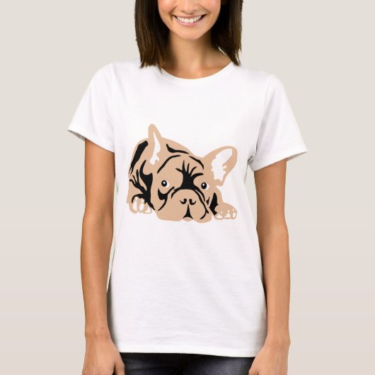 Franse Bulldog roos T-shirt (Voorkant)
