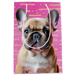 Franse Bulldog Roze Feestje Zoete Hond Puppy Medium Cadeauzakje