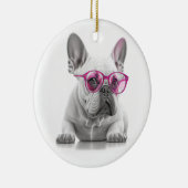 Franse Bulldog roze glazen Keramische Decoratie (Rechts)
