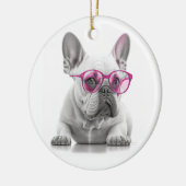 Franse Bulldog roze glazen Keramische Decoratie (Links)
