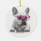 Franse Bulldog roze glazen Keramische Decoratie (Achterkant)