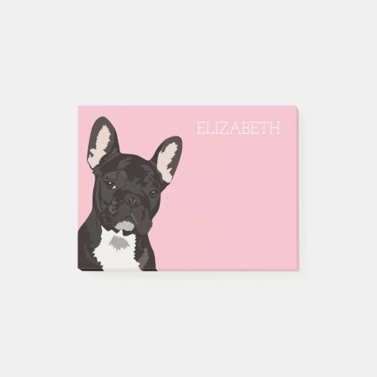 Franse Bulldog | Roze kalfssteen Post-it® Notes (Voorkant)
