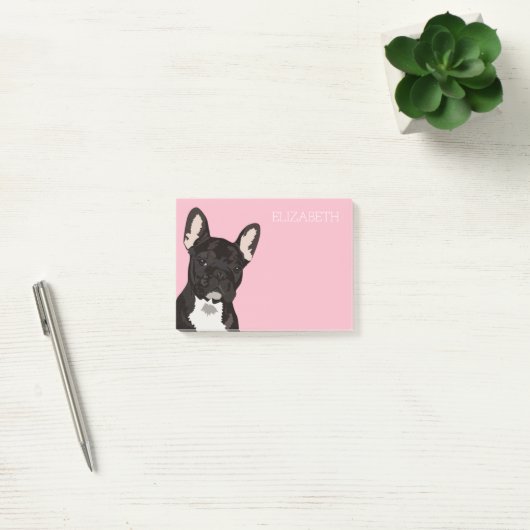 Franse Bulldog | Roze kalfssteen Post-it® Notes (Kantoor)