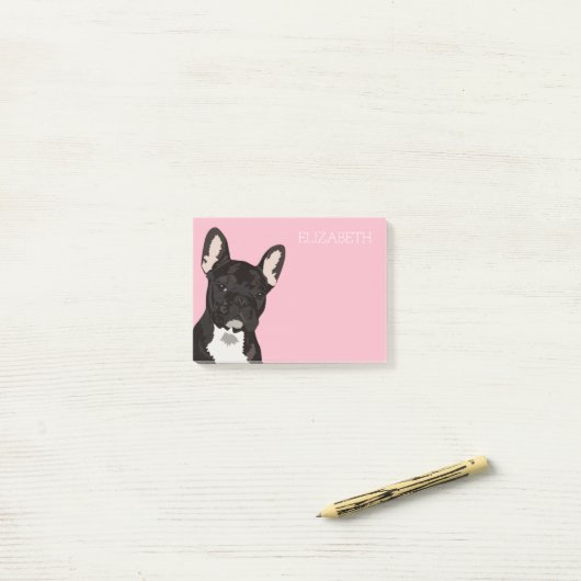 Franse Bulldog | Roze kalfssteen Post-it® Notes (Op bureau)