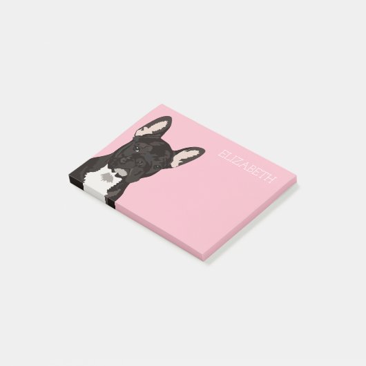 Franse Bulldog | Roze kalfssteen Post-it® Notes (Schuin)