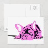 Franse Bulldog roze zwart wit Briefkaart (Voorkant / Achterkant)