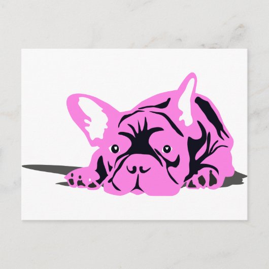 Franse Bulldog roze zwart wit Briefkaart (Voorkant)