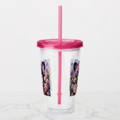 Franse Bulldog Rozen Floral Roze Zwart Wit Acryl Drinkbeker (Rechts)