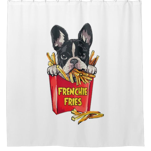 Franse Bulldog S for Women Mannen - Frenchie Fries Douchegordijn (Voorkant)