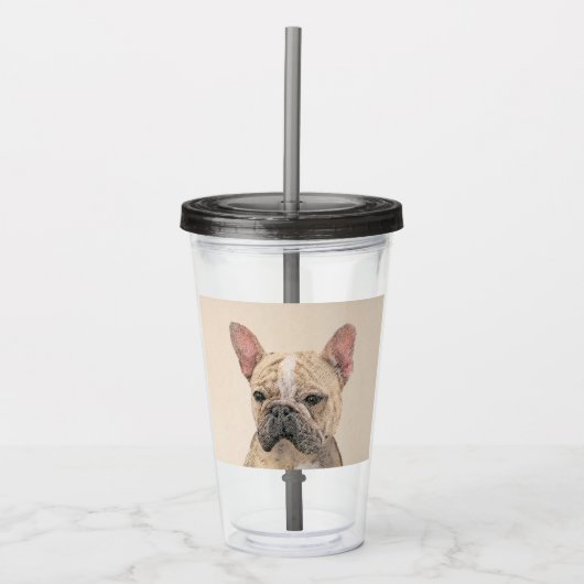 Franse Bulldog (Sable) schilderen - Cute Original Acryl Drinkbeker (Voorkant)