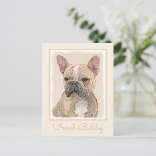 Franse Bulldog (Sable) schilderen - Cute Original  Briefkaart (Staand voorkant)