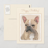 Franse Bulldog (Sable) schilderen - Cute Original  Briefkaart (Voorkant / Achterkant)