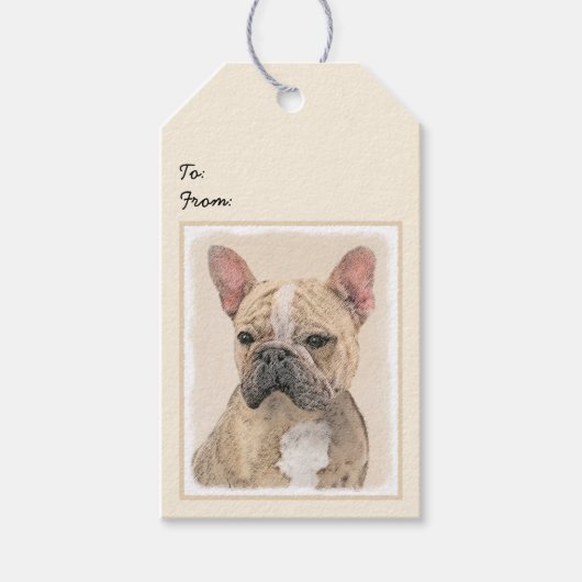 Franse Bulldog (Sable) schilderen - Cute Original  Cadeaulabel (Voorkant)