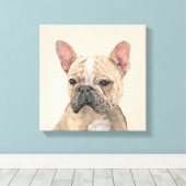 Franse Bulldog (Sable) schilderen - Cute Original Canvas Afdruk (Insitu (Houten vloer))