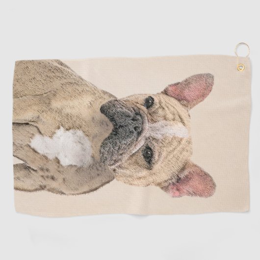 Franse Bulldog (Sable) schilderen - Cute Original  Golfhanddoek (Horizontaal)