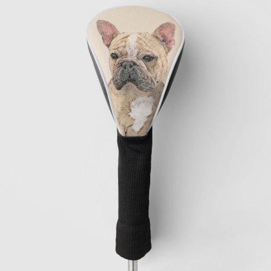 Franse Bulldog (Sable) schilderen - Cute Original Golfheadcover (Voorkant)