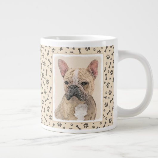 Franse Bulldog (Sable) schilderen - Cute Original Grote Koffiekop (Rechts)
