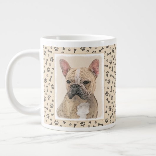 Franse Bulldog (Sable) schilderen - Cute Original  Grote Koffiekop (Links)