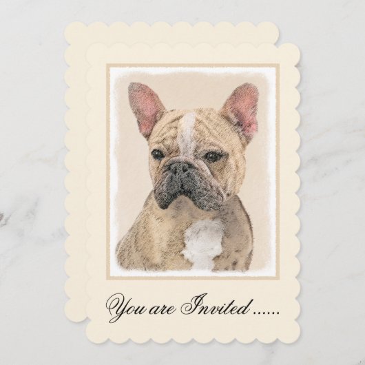 Franse Bulldog (Sable) schilderen - Cute Original  Kaart (Voorkant / Achterkant)