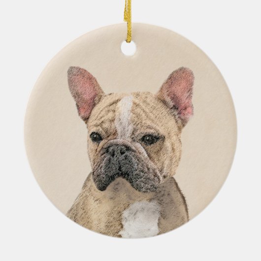 Franse Bulldog (Sable) schilderen - Cute Original  Keramisch Ornament (Achterkant)