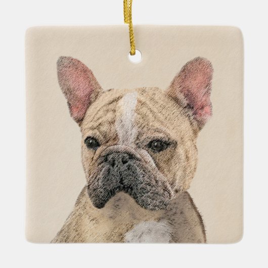 Franse Bulldog (Sable) schilderen - Cute Original  Keramisch Ornament (Voorkant)