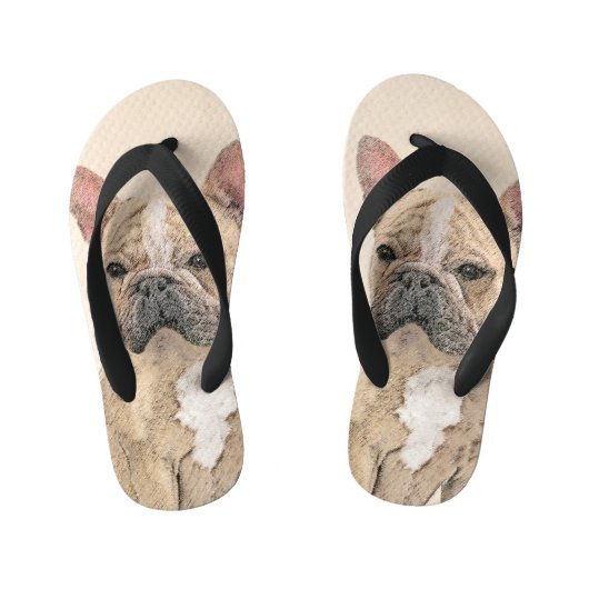 Franse Bulldog (Sable) schilderen - Cute Original Kinder Teenslippers (Voetbed)