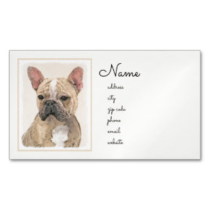 Franse Bulldog (Sable) schilderen - Cute Original  Magnetisch Visitekaartje