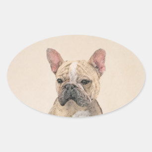 Franse Bulldog (Sable) schilderen - Cute Original  Ovale Sticker