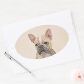 Franse Bulldog (Sable) schilderen - Cute Original Ovale Sticker (Envelop)