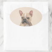 Franse Bulldog (Sable) schilderen - Cute Original Ovale Sticker (Tas)