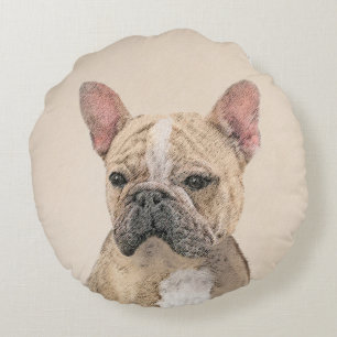 Franse Bulldog (Sable) schilderen - Cute Original Rond Kussen