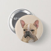 Franse Bulldog (Sable) schilderen - Cute Original  Ronde Button 5,7 Cm (Voorkant /achterkant)