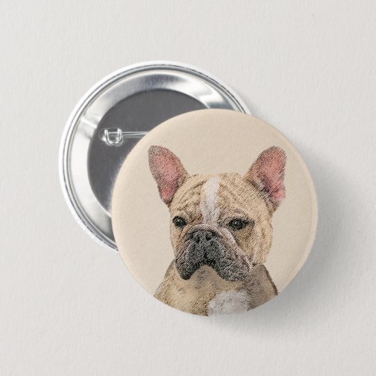 Franse Bulldog (Sable) schilderen - Cute Original  Ronde Button 5,7 Cm (Voorkant /achterkant)