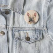 Franse Bulldog (Sable) schilderen - Cute Original  Ronde Button 5,7 Cm (In situ)