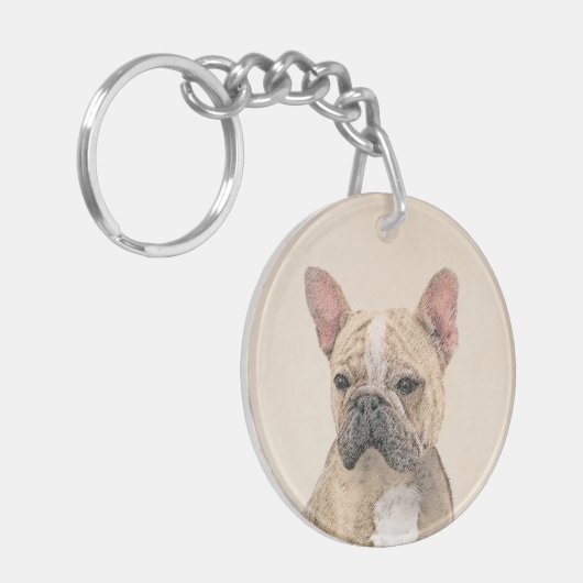 Franse Bulldog (Sable) schilderen - Cute Original Sleutelhanger (Voorkant Links)