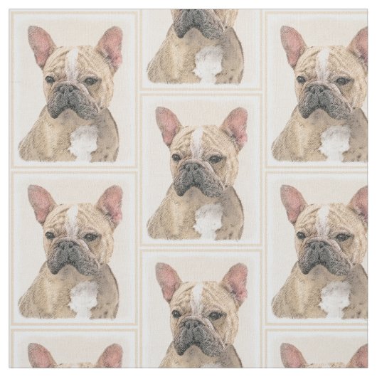 Franse Bulldog (Sable) schilderen - Cute Original  Stof (Swatch)