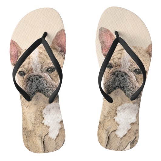 Franse Bulldog (Sable) schilderen - Cute Original  Teenslippers (Voetbed)