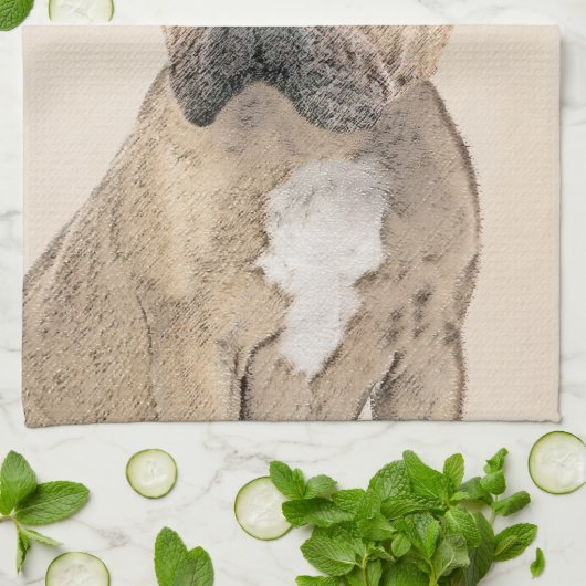 Franse Bulldog (Sable) schilderen - Cute Original  Theedoek (Gevouwen)