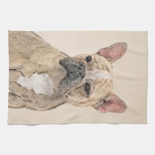 Franse Bulldog (Sable) schilderen - Cute Original  Theedoek (Horizontaal)
